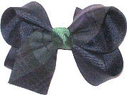 Medium Episcopal (Baton Rouge) Plaid with Navy Ribbon and Forest Knot Double Layer Overlay Bow